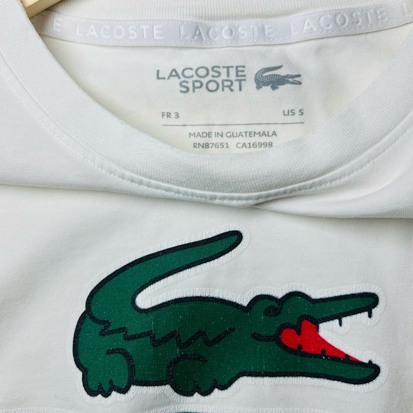 Lacoste Men's White Tee with Green Logo Size Small Preppy Old Money Classic - Picture 7 of 11
